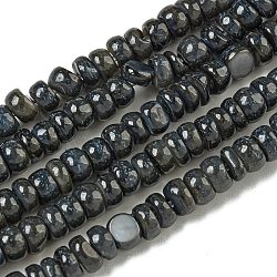 Dyed Natural Freshwater Shell Beads Strands, Rondelle, Black, 1~4.5x4~4.5x2~4.5mm, Hole: 0.5mm, about 159pcs/strand, 15.12''(38.4cm)(BSHE-G039-07M)