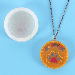 Food Grade DIY Silicone Pendant Molds, Decoration Making, Resin Casting Molds, For UV Resin, Epoxy Resin Jewelry Making, Paw Print, 57x15mm(PW-WG55720-09)