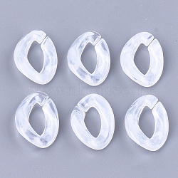 Acrylic Linking Rings, Quick Link Connectors, For Curb Chains Making, Imitation Gemstone Style, Twist, White & Clear, 29x21x6.5mm, Hole: 17x8mm, about 315pcs/500g(OACR-S021-19A-08)