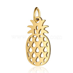 201 Stainless Steel Pendants, Pineapple, Golden, 28x16x1mm, Hole: 3mm(STAS-S105-T563D-16-2)