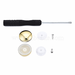 DIY Clothing Button Accessories Set, 6Pcs Stainless Steel Craft Solid Screw Rivet, with Plastic, 1Pc Iron Cross Head Screwdriver, with Plastic Handles, Flat Round, Golden, 16x15mm(FIND-T066-03B-G)