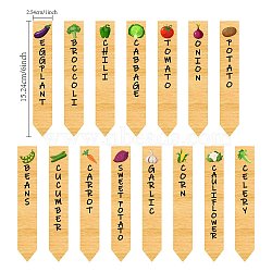 15Pcs 15 Style Wood Plant Labels, for Seed Potting, Herbs, Flowers, Vegetables, Vegetables, 152.4x25.4x3mm, 1pc/style(WOOD-WH0501-003)