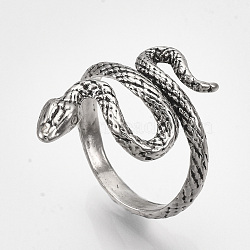 Alloy Cuff Finger Rings, Snake, Antique Silver, Size 8, 18mm(RJEW-S038-192B)