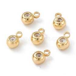 Brass Tube Bails, Loop Bails, Bail Beads, with Rubber Inside, Long-Lasting Plated, Round, Real 18K Gold Plated, 6x4x3mm, Hole: 1.2mm(X-KK-A148-04G)