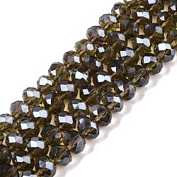 Electroplate Glass Beads Strands, Pearl Luster Plated, Faceted, Rondelle, Tan, 8x6mm, Hole: 1mm, about 64~65pcs/strand, 40~41cm(EGLA-A044-T8mm-A16)