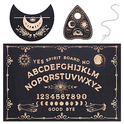 Witch Craft Sets, including Wooden Pendulum Board, Crystal Ball & Tarot Card Holder, Opalite Dowsing Pendant, Eye Pattern, 4pcs/bag(DIY-CN0002-33)