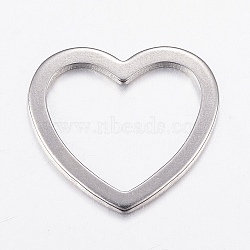 304 Stainless Steel Linking Rings, Heart, Stainless Steel Color, 20x22x1.2mm(STAS-G172-48P)