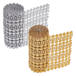 2 Strands 2 Colors  Resin Mesh Rhinestone Trimming, Mixed Color, 115x1.2mm, 2 yard/stand, 1 strand/color(DIY-CA0002-48)