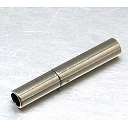 304 Stainless Steel Bayonet Clasps, Column, Stainless Steel Color, 18x5mm, Hole: 2mm(STAS-I014-2mm)