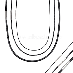 6Pcs 3 Styles Black Waxed Cord Necklace Making, with 304 Stainless Steel Clasps, Stainless Steel Color, 21.85~22.32 inch(55.5~56.7cm), 1~3mm, 2pcs/style(AJEW-UN0002-31)