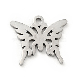 Non-Tarnish 304 Stainless Steel Pendants, Butterfly, Stainless Steel Color, 10.5x12x0.8mm, Hole: 1mm(STAS-E159-03P)