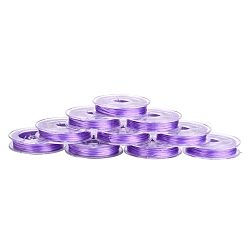 Flat Japanese Crystal Elastic Stretch Thread, for Bracelets Gemstone Jewelry Making Beading Craft, Purple, 0.38mm, about 10.93 yards(10m)/roll(EW-Z001-C02)