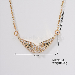 Vintage chic angel wing collarbone necklace with dazzling diamonds., 15.75 inch(400mm)(HI7354-1)