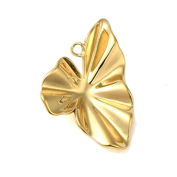 304 Stainless Steel Pendants, Flower Charm, Real 18K Gold Plated, 35.5x23.5x5.5mm, Hole: 2.5mm