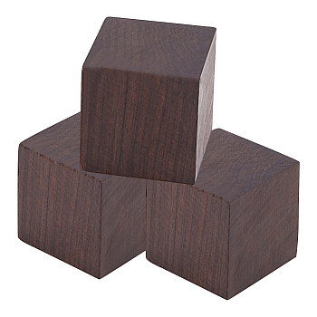 Natural Wood Beads, No Hole//Undrilled, Cube, Coconut Brown, 30x30x30mm