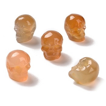 Natural Agate Beads, Halloween Skull, 11~11.5x8.5~9x11~11.5mm, Hole: 0.9~1mm