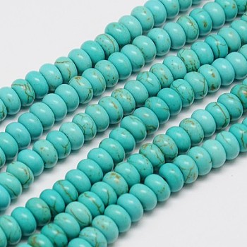 1 Strand Synthetic Turquoise Rondelle Beads Strand, Dyed, 10x6mm, Hole: 1mm, about 45pcs/strand, 15.75 inch