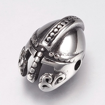 304 Stainless Steel Beads, Gladiator Helmet Charms, Antique Silver, 16x11x10mm, Hole: 2mm