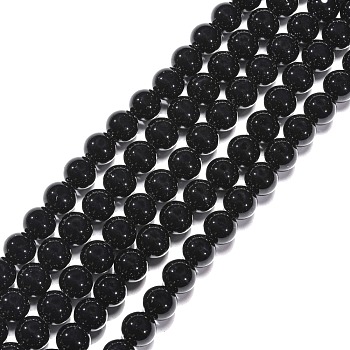 Synthetic Black Stone Beads Strands, Dyed, Round, Black, 10mm, Hole: 1mm, about 39pcs/strand, 14.5~15 inch