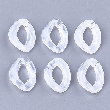 Acrylic Linking Rings, Quick Link Connectors, For Curb Chains Making, Imitation Gemstone Style, Twist, White & Clear, 29x21x6.5mm, Hole: 17x8mm, about 315pcs/500g