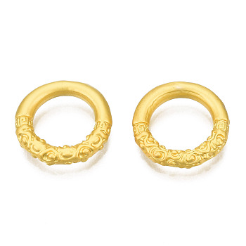 Alloy Linking Rings, Textured, Matte Style, Round Ring, Matte Gold Color, 13x2.5mm