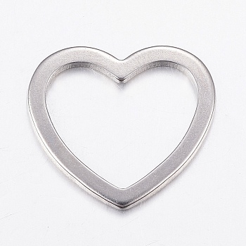304 Stainless Steel Linking Rings, Heart, Stainless Steel Color, 20x22x1.2mm