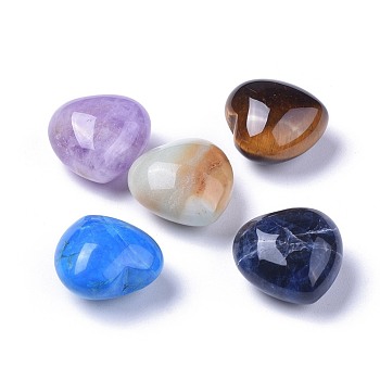 Natural Mixed GemStone, Heart Love Stone, Pocket Palm Stone for Reiki Balancing, 20x20x13~13.5mm