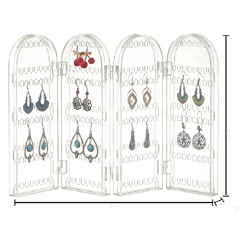 4 Foldable Screen Acrylic Earring Display Stands, Jewelry Organizer Display Rack for Earrings Storage, Clear, 28.3x42x2cm