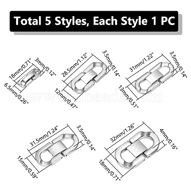 5Pcs 5 Styles 304 Stainless Steel Fold Over Clasps(STAS-UN0053-36)-3