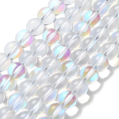 Clear AB Round Moonstone Beads