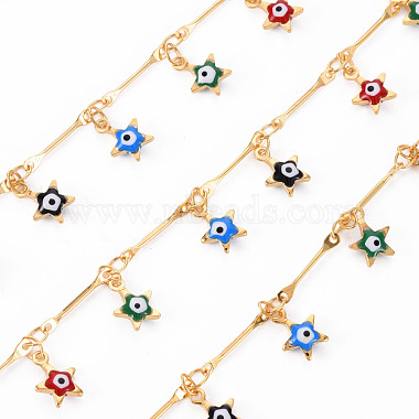 Colorful Brass+Enamel Bar Link Chains Chain