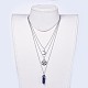 Bullet Natural Lapis Lazuli Pendant Tiered Necklaces(NJEW-JN02457-03)-6