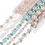 15 Yards 5 Styles Flower Polyester Embroidery Lace Ribbon, Clothes Accessories Decoration, Mixed Color, 18~25.5mm, 3 yards/style(OCOR-PH0008-03)