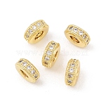 Brass Micro Pave Clear Cubic Zirconia Beads, Cadmium Free & Lead Free, Rondelle, Golden, 8x3.5mm, Hole: 3mm(ZIRC-I038-31G)