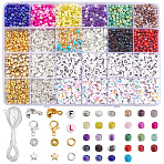 DIY Round Glass Seed Beads Bracelets Making Kits, Mixed Color, 4~12x0.6~6.5x0.6~4mm, Hole: 1~4mm(DIY-SP0003-49)