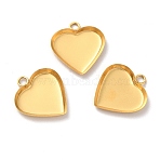 Ion Plating(IP) 304 Stainless Steel Pendant Cabochon Settings, Plain Edge Bezel Cups, Heart, Golden, Tray: 12x12.5mm, 15x14x1.6mm, Hole: 1.6mm(STAS-F167-22G)