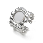 304 Stainless Steel Cuff Ring Components, Round Bezel Pad Ring Setting, Stainless Steel Color, 18mm,18mm, Tray Size: 10mm(SA-CBA37BC-18B-P)