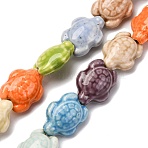 Handmade Porcelain Beads Strands, Tortoise, Bright Glazed Porcelain, Mixed Color, 17x14x8mm, Hole: 1.8mm, about 22pcs/strand, 14.3 inch(36~37cm)(LAMP-G140-02P)
