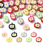 20Pcs Opaque Acrylic Beads, Half of Apple, Mixed Color, 16x17.5x11mm, Hole: 1.6mm(OACR-YW0003-58)