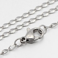 304 Stainless Steel Twisted Chain Necklaces, with Lobster Claw Clasps, Stainless Steel Color, 17.7 inch(45cm), 2mm(STAS-O053-18P)