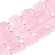 Natural Madagascar Rose Quartz Beads Strands, with Seed Beads, Rectangle, 10~13.5x7~10x4~6mm, Hole: 0.9mm, seed beads: 3x3x2, hole: 0.8mm, about 27pcs/strand, 15.16''(38.5cm)(G-T138-12)