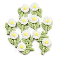 Luminous Opaque Epoxy Resin Decoden Cabochons, Glow in the Dark Flower, White, 11.5x7.5x3.5mm(CRES-M032-02E)