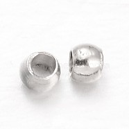 Rondelle Brass Crimp Beads, Platinum, 1.5mm, Hole: 0.5mm(X-KK-L134-33P-01)