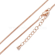Brass Box Chain Necklaces, Long-Lasting Plated, Real Rose Gold Plated, 16.34 inch(41.5cm)(NJEW-K123-11RG)