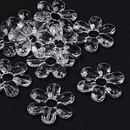 Transparent Acrylic Links, Beads, Flower, Clear, 46x41x6mm, Hole: 2mm(X-PL401Y-4)