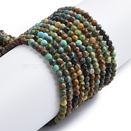 Natural Turquoise Beads Strands, Faceted, Round, 3mm, Hole: 0.5mm, about 130pcs/strand, 15.39''(39.1cm)(G-K366-B03-01)