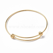 Ion Plating(IP) Adjustable 304 Stainless Steel Bangles Making, Real 18K Gold Plated, Inner Diameter: 2-5/8 inch(6.55cm)(X-MAK-F286-01G)