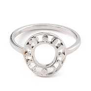 304 Stainless Steel Pad Finger Rings, Donut with Moon Phase, Stainless Steel Color, US Size 7 3/4(17.9mm), Tray: 13.5x12mm(RJEW-A006-01P)