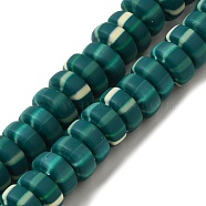 Polymer Clay Beads Strands, Rondelle, Teal, 6.5~7x3~3.5mm, Hole: 1.6mm, about 116~123pcs/strand, 15.55~15.94''(39.5~40.5cm)(CLAY-H006-02I)