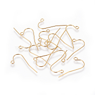 304 Stainless Steel Earring Hooks, with Horizontal Loop, Real 18k Gold Plated, 11.5x24mm, 22 Gauge, Pin: 0.6mm(STAS-G191-12G)
